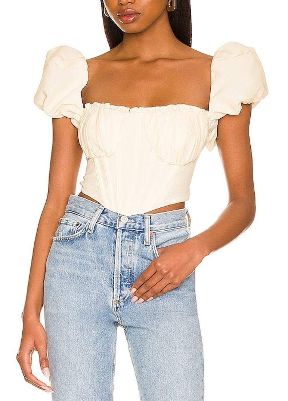 LPA Puff Sleeve Cream Claudette Top Size S NWT